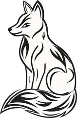Minimalist Fox Line Art – Elegant Wildlife Animal Illustration