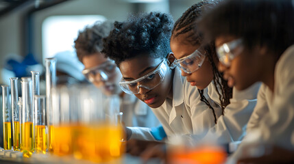 Group of Diverse and Empowered African American Black Youth High School Students