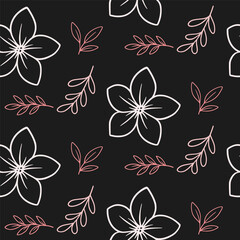 Monochrome floral pattern seamless vector design