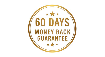 Obraz premium Gold 60 Days Money Back Guarantee Badge on White Background.