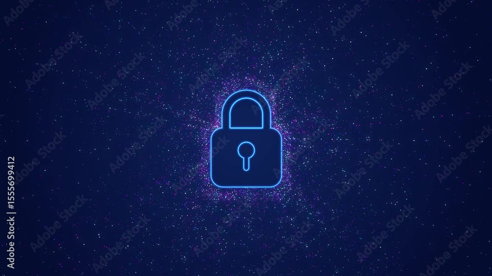 Poster lock amidst the distribution of data represents the protection of digital data with cybersecurity te