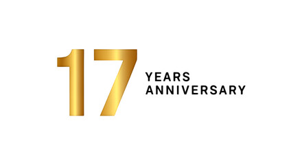 Golden 17 Years Anniversary Text on Black Background.