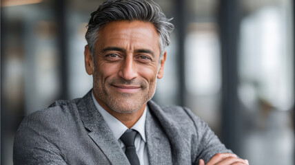 Obraz premium close up of senior indian businessman smiling