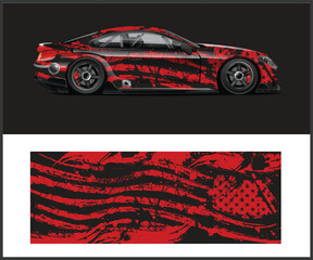 Red and Black Grunge Car Wrap Design Aggressive