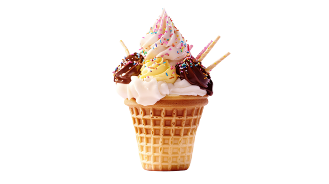 Colorful sweet candy and lollipops, colorful cartoon ice cream bars with different types of sweets isolated on a transparent background