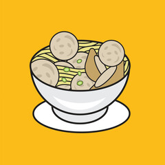 flat illustrations of bakso indonesian food