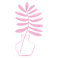 Pink Tropical Leaf in Vase Outline