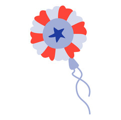 Patriotic rosette with a blue star and red and light blue petals