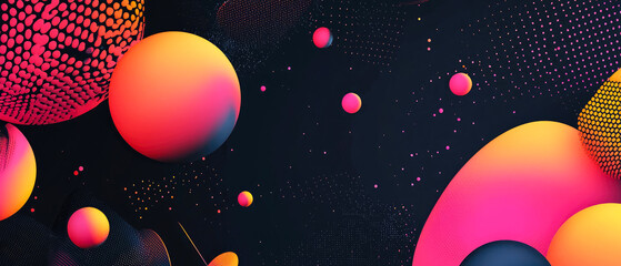 Vibrant abstract background with 3D geometric shapes including cubes, spheres, and cylinders. Suitable for contemporary design, advertising, and creative projects.