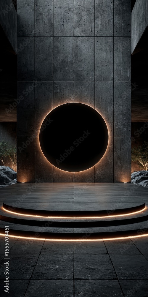 Poster dark abstract stage circular podium modern showcase empty product display concrete bac