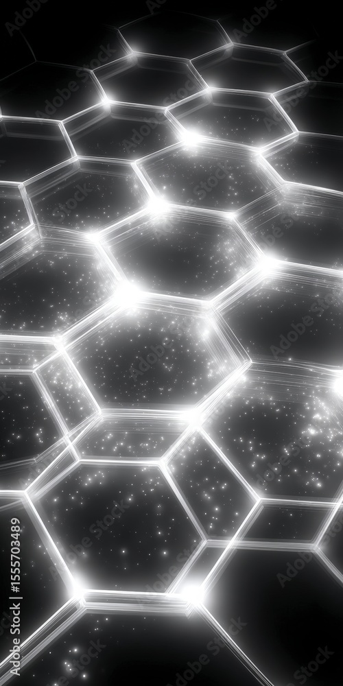 Poster abstract hexagon pattern glowing modern tech background