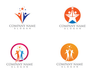 Star people Logo Success Template vector icon illustration design