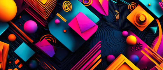 Abstract digital background with neon elements and blue-purple lighting. modern web applications, presentations, UI and UX design, and technology visuals.
