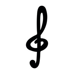 Obraz premium Treble clef doodle. Hand drawn musical symbol. Single element for print, web, design, decor, logo