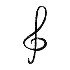 Treble clef doodle. Hand drawn musical symbol. Single element for print, web, design, decor, logo