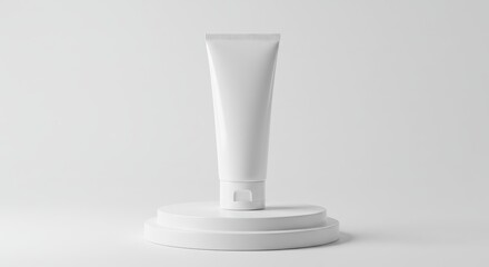 White Tube on Round Platform Product Mockup on Bright Background