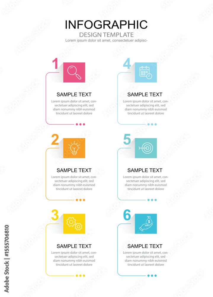 Poster infographic 6 options design elements for your business data. vector illustration