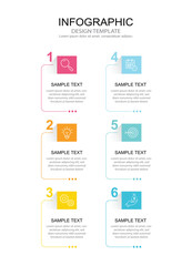 Infographic 6 options design elements for your business data. Vector Illustration