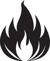Classic Fire Flame Silhouette in Black | Vector Style Burning Illustration