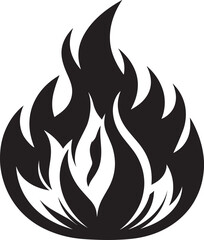 Classic Fire Flame Silhouette in Black | Vector Style Burning Illustration