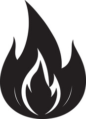 Classic Fire Flame Silhouette in Black | Vector Style Burning Illustration