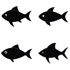 Abstract Fish Logo Vector – Modern Black Silhouette Design"