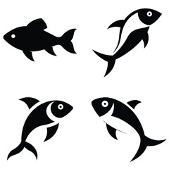 Abstract Fish Logo Vector – Modern Black Silhouette Design"