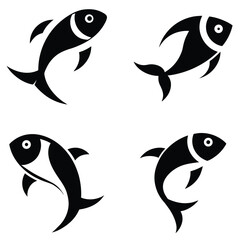 Abstract Fish Logo Vector – Modern Black Silhouette Design"