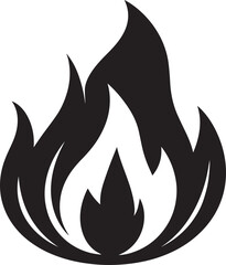 Classic Fire Flame Silhouette in Black | Vector Style Burning Illustration