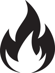 Classic Fire Flame Silhouette in Black | Vector Style Burning Illustration
