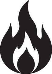 Classic Fire Flame Silhouette in Black | Vector Style Burning Illustration