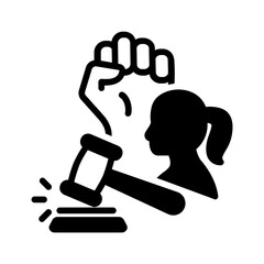 Vector solid black icon for Woman rights