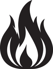 Classic Fire Flame Silhouette in Black | Vector Style Burning Illustration