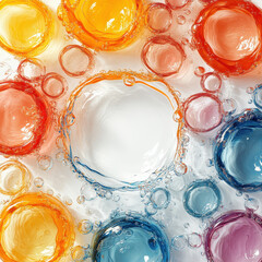 Colorful liquid bubbles