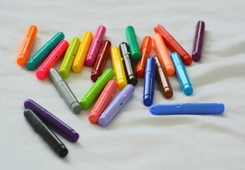 Close Up Of A Bundle Of Pens And Markers