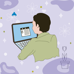 Working on laptop computer, professional and worker on computer.