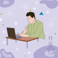 Working on laptop computer, professional and worker on computer.
