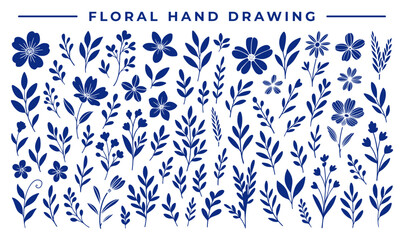 Minimalist floral vector set design hand drawing style
