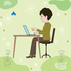 Working on laptop computer, professional and worker on computer.