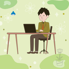 Working on laptop computer, professional and worker on computer.
