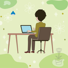 Working on laptop computer, professional and worker on computer.