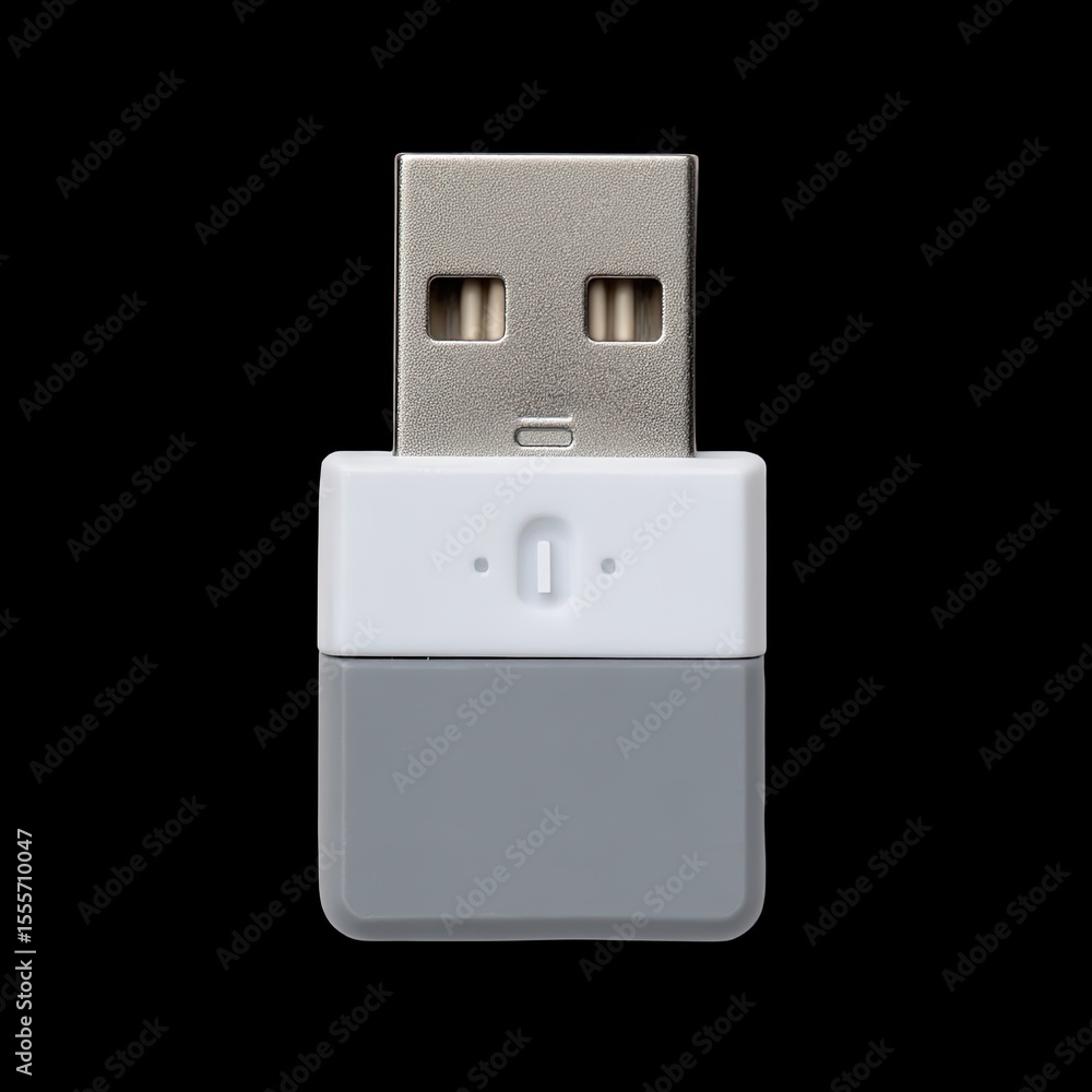 Poster usb flash drive on black background for data storage and transfer