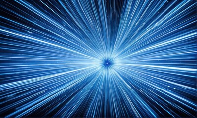 Abstract Blue Light Trails Radiating From Center