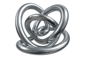 Naklejka premium Intertwined metallic tubes forming a heart shape on a transparent background, creating a modern and stylish visual