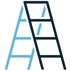 Step ladder icon vector, representing elevation, access, and home improvement. Perfect for DIY projects, maintenance, painting, and reaching high places.