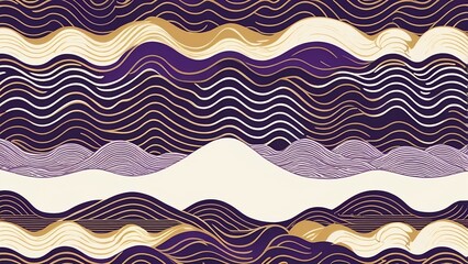 高品質な青海波装飾文様紫金模様フレーム素材｜年賀状やカードに最適