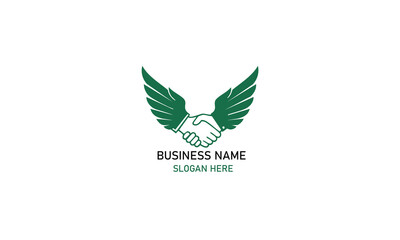 Partnership & Collaboration: Handshake Wings Logo, Business Agreement, Success, Teamwork, Alliance
