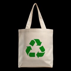 Eco-Friendly Canvas Tote Bag with Green Recycling Symbol Design