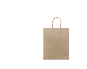 Blank brown kraft paper bag PNG transparent.