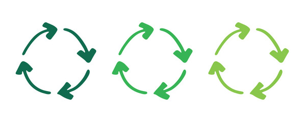 Hand drawn recycle arrow icon Recycling resources symbol Reuse of materials, zero waste, green environment, saving the planet